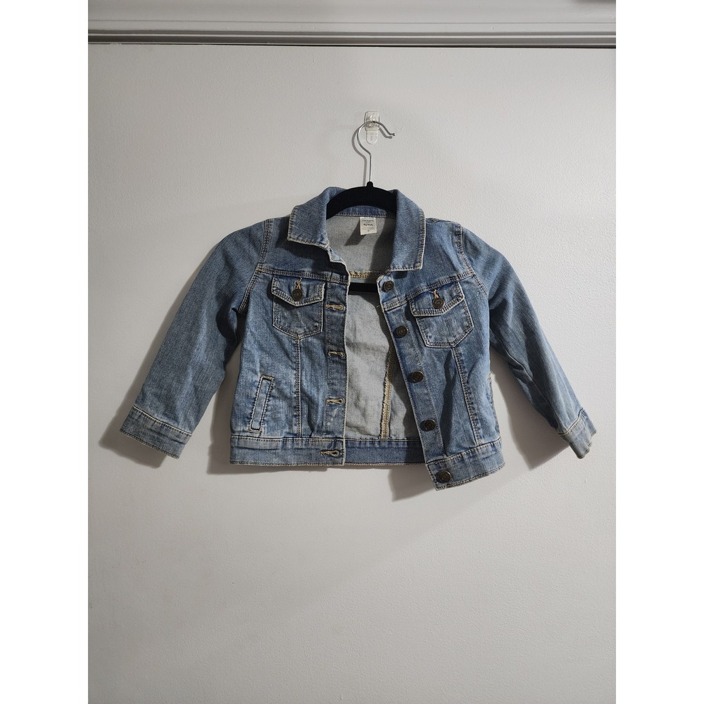 Carters Kid Blue Denim Trucker Jacket Size 4 Medium Wash Stretch Cotton 3M406310